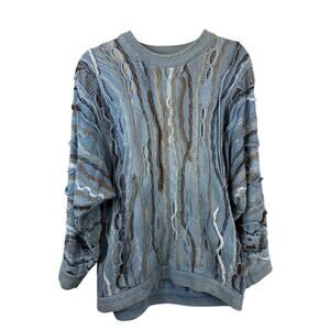 Coogi Blues Men's 3D Knit Cotton Crew Neck Pullover Sweater Vintage 90s Size S